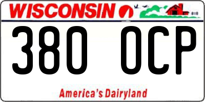 WI license plate 380OCP