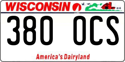 WI license plate 380OCS