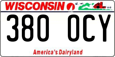 WI license plate 380OCY