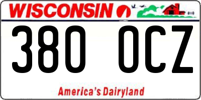 WI license plate 380OCZ