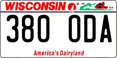 WI license plate 380ODA