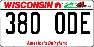 WI license plate 380ODE