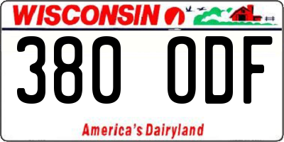 WI license plate 380ODF