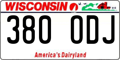 WI license plate 380ODJ