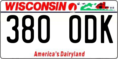 WI license plate 380ODK