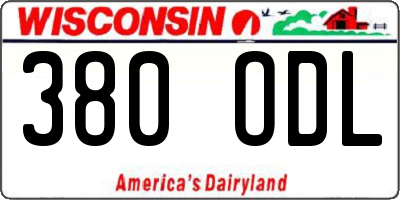 WI license plate 380ODL