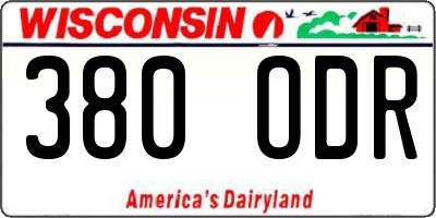 WI license plate 380ODR