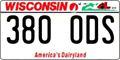 WI license plate 380ODS