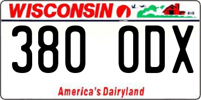 WI license plate 380ODX