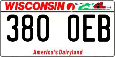 WI license plate 380OEB