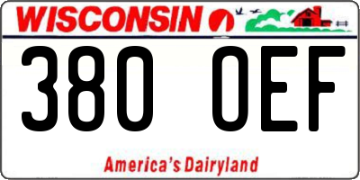 WI license plate 380OEF