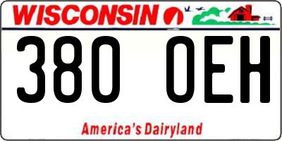 WI license plate 380OEH