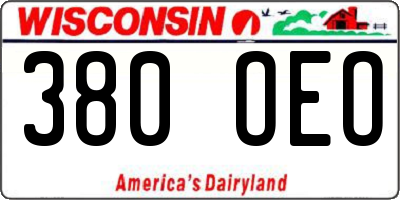 WI license plate 380OEO
