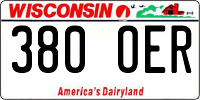 WI license plate 380OER
