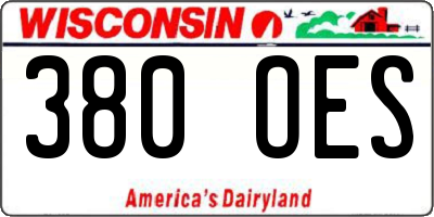 WI license plate 380OES