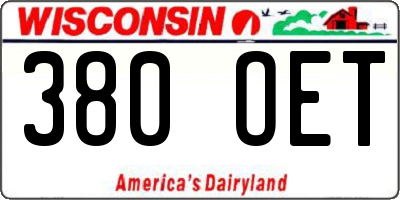 WI license plate 380OET