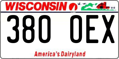 WI license plate 380OEX