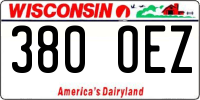 WI license plate 380OEZ
