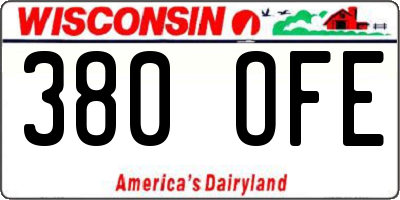 WI license plate 380OFE