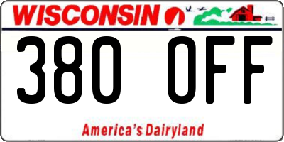 WI license plate 380OFF