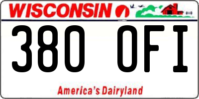 WI license plate 380OFI