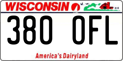 WI license plate 380OFL