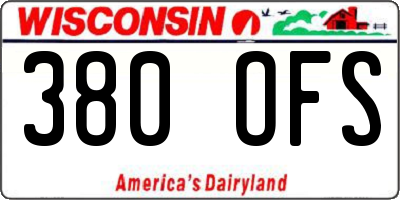 WI license plate 380OFS
