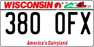 WI license plate 380OFX