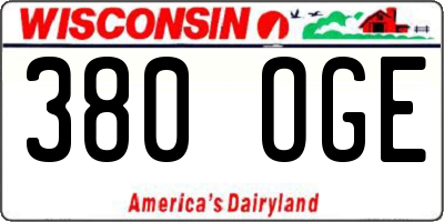 WI license plate 380OGE