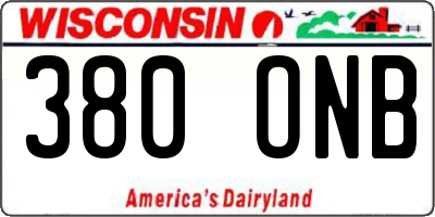 WI license plate 380ONB
