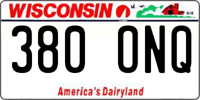 WI license plate 380ONQ