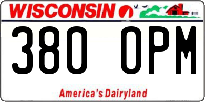 WI license plate 380OPM
