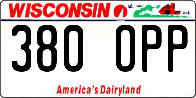 WI license plate 380OPP