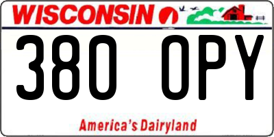 WI license plate 380OPY