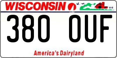 WI license plate 380OUF