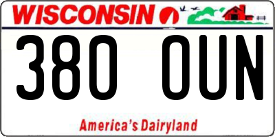 WI license plate 380OUN