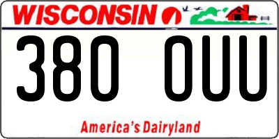 WI license plate 380OUU