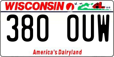 WI license plate 380OUW