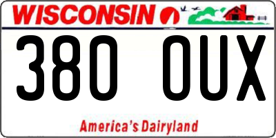 WI license plate 380OUX
