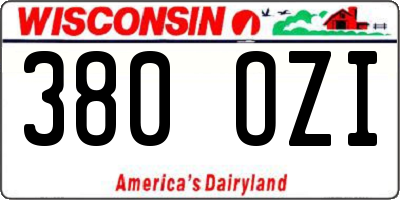WI license plate 380OZI