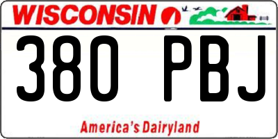 WI license plate 380PBJ