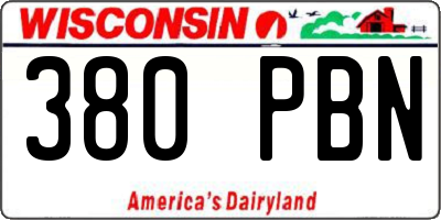 WI license plate 380PBN
