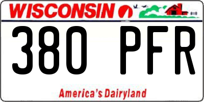 WI license plate 380PFR