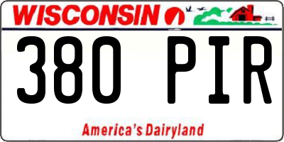 WI license plate 380PIR