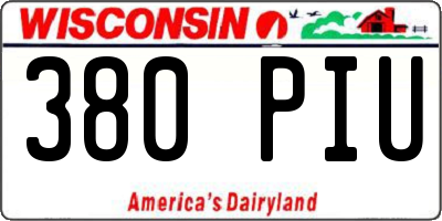 WI license plate 380PIU