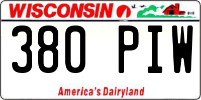 WI license plate 380PIW