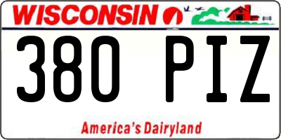 WI license plate 380PIZ