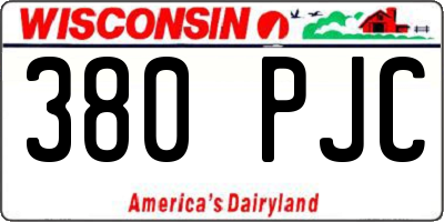 WI license plate 380PJC