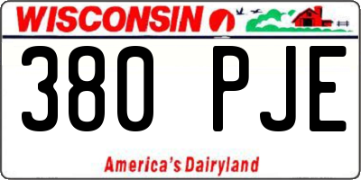 WI license plate 380PJE