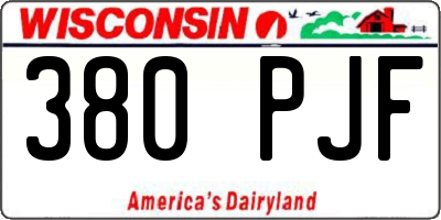 WI license plate 380PJF